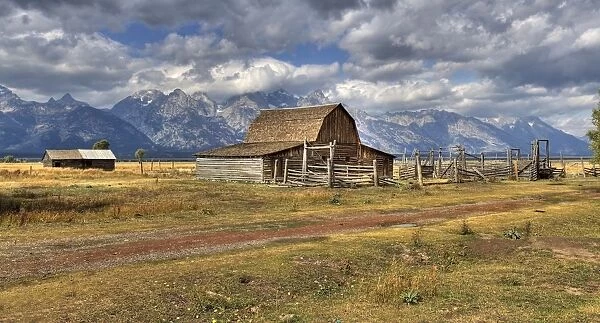 Remote Landscape With Mountains In Background; Mormon Row Historic District, Grand Teton National Park, Teton Range, Wyoming, Usa