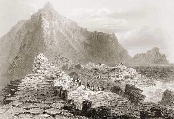 Scene On The Giants Causeway, County Antrim, Ireland. Drawn By W. H. Bartlett, Engraved By R. Wallis. From 'The Scenery And Antiquities Of Ireland'By N. P. Willis And J. Stirling Coyne. Illustrated From Drawings By W. H. Bartlett. Published London C. 1841