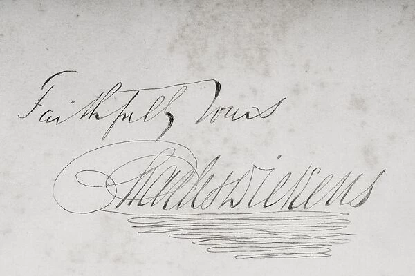 Signature Of Charles Dickens, 1812-1870. From The Book Bleak House By The Same Author. Published London 1853