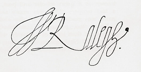 Signature of Sir Walter Raleigh, c. ?1552  /  1554 - 1618. English landed gentleman, writer, poet, soldier, politician, courtier, spy and explorer. From Britain and Her Neighbours, 1485 - 1688, published 1923