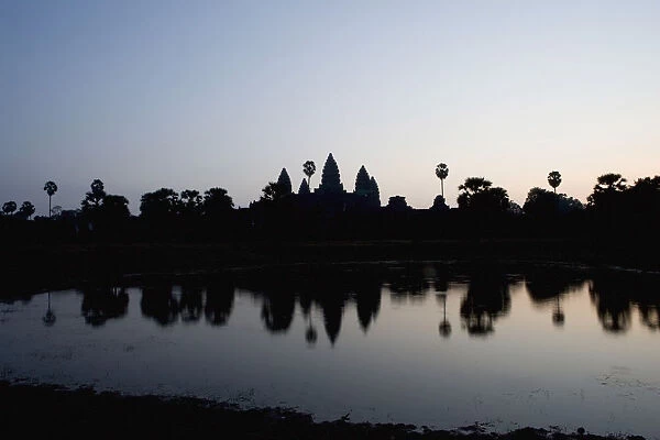 Silhouette Of Ankor Wat Temple At Dusk, Angkor, Siem Reap, Cambodia