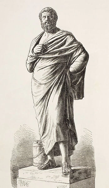 Sophocles, Circa 496 Bc To 406 Bc. Ancient Greek Dramatist. After A Statue In The Lateran Museum Rome. From El Mundo Ilustrado, Published Barcelona, 1880