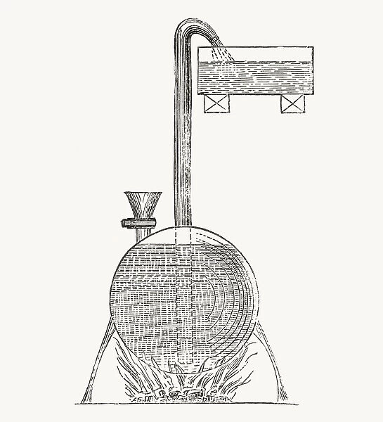 A Steam Apparatus Invented By Salomon De Caus C. 1614. From Nuestro Siglo, Published 1883