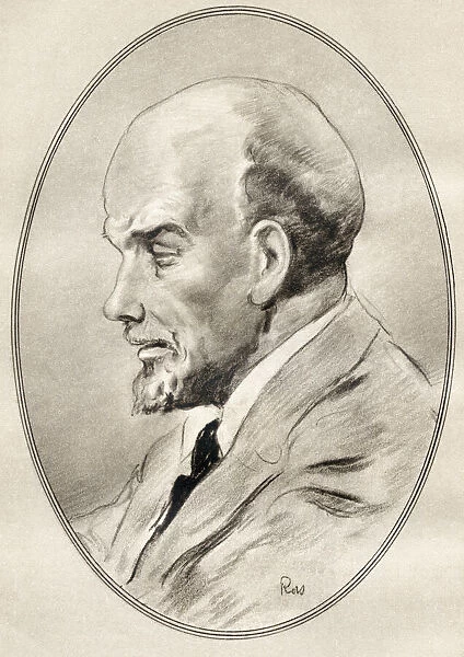 Vladimir Ilyich Ulyanov, also known as Lenin, 1870 - 1924. Russian communist revolutionary, politician and political theorist. Illustration by Gordon Ross, American artist and illustrator (1873-1946), from Living Biographies of Famous Men