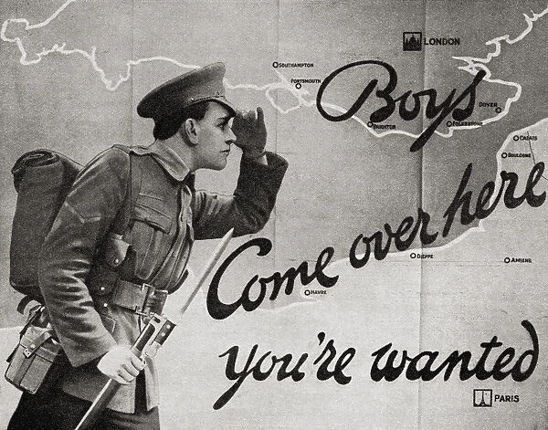 Wartime Recruitment Poster. From The Magazine Twenty Years After The Battlefields Of 1914-1918 Then And Now By Sir Ernest Swinton Published 1938