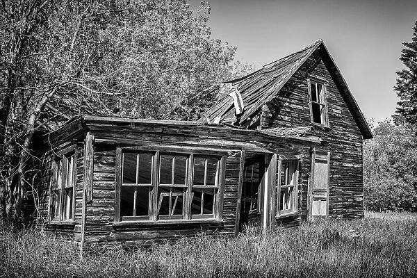 Weathered Wooden Farmstead In The Country; Winnipeg, Manitoba, Canada