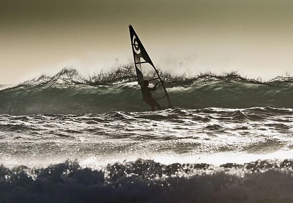 Windsurfing; Los Lances Beach, Tarifa, Cadiz, Andalucia, Spain