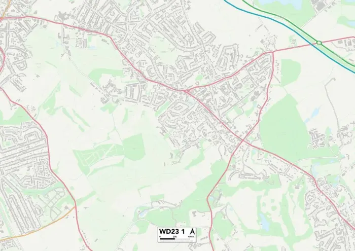 Framed Print : Hertsmere WD23 1 Print Map Postcode Sector Framed Print : Hertsmere WD23 1 Print Map Postcode Sector