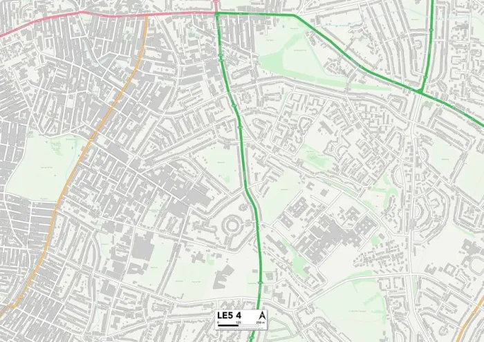 Framed Print : Leicester LE5 4 Print Map Sector Overview Framed Print : Leicester LE5 4 Print Map Sector Overview