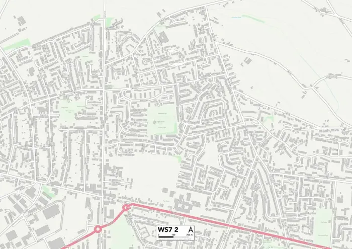 Framed Print : Lichfield WS7 2 Print Map Sector Framed Print : Lichfield WS7 2 Print Map Sector