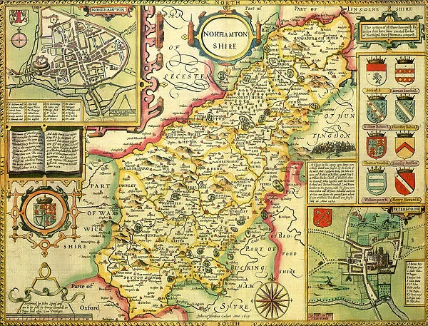 Northamptonshire Historical John Speed 1610 Map