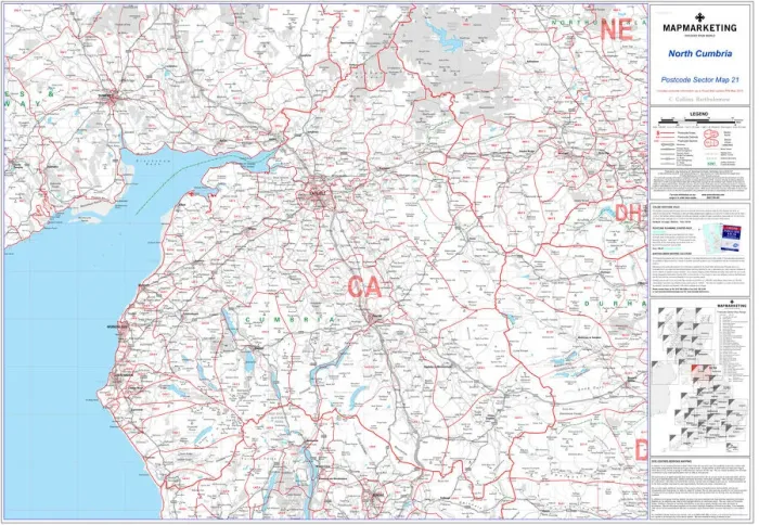 Framed Print : North Cumbria Postcode Sector Map Print, Sheet 21 Framed Print : North Cumbria Postcode Sector Map Print, Sheet 21