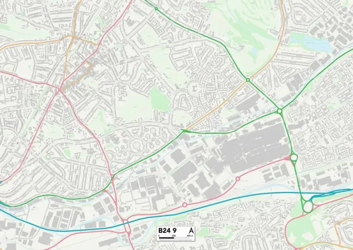 Framed Print : Birmingham B24 9 Print Map Sector