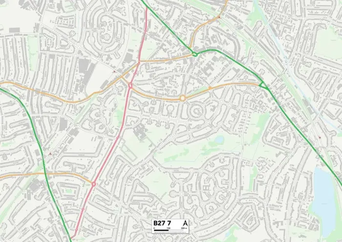 Framed Print : Birmingham B27 7 Print Map Sector Framed Print : Birmingham B27 7 Print Map Sector