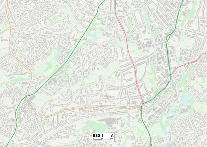Framed Print : Birmingham B30 1 Print Map Sector Framed Print : Birmingham B30 1 Print Map Sector