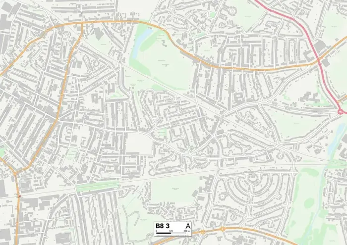 Framed Print : Birmingham B8 3 Print Map Sector Postcode Framed Print : Birmingham B8 3 Print Map Sector Postcode