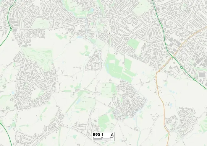 Framed Print : Solihull B90 1 Map Print Framed Print : Solihull B90 1 Map Print