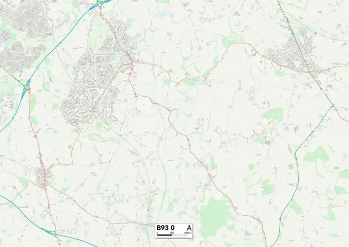 Framed Print : Solihull B93 0 Print Map Postcode Sector