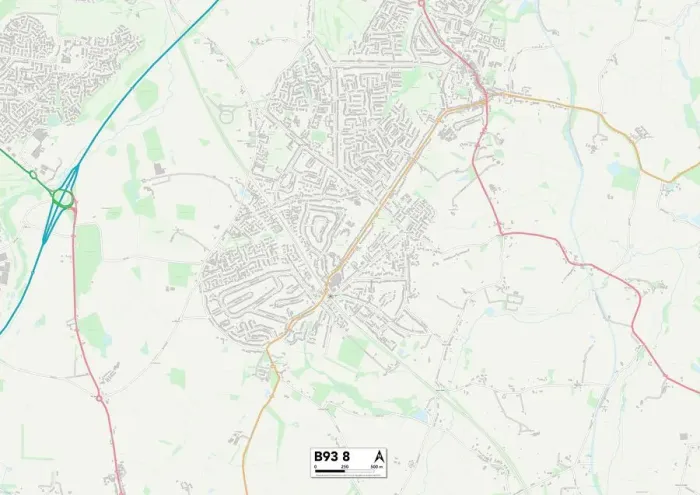 Framed Print : Solihull B93 8 Print Map Postcode Sector Framed Print : Solihull B93 8 Print Map Postcode Sector