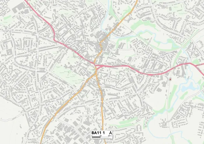 Framed Print : Mendip BA11 1 Postcode Sector Print Map