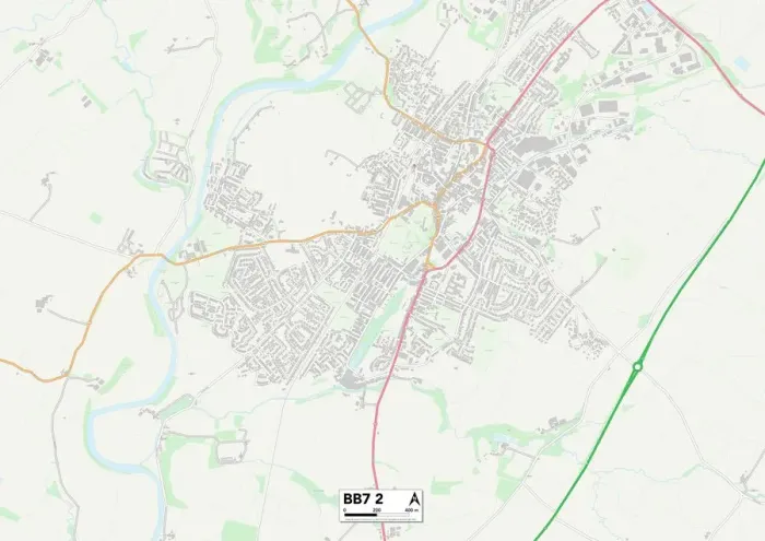 Framed Print : Ribble Valley BB7 2 Print Map Sector Framed Print : Ribble Valley BB7 2 Print Map Sector