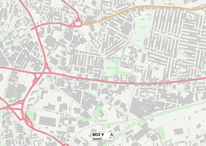 Framed Print : Bradford BD3 9 Print Map Sector