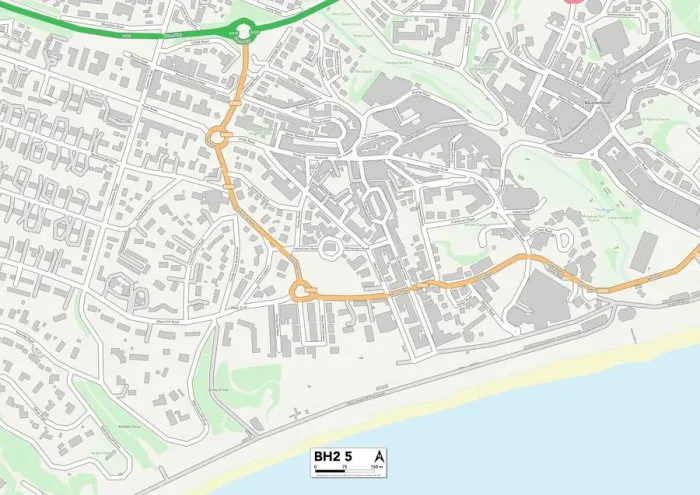 Framed Print : Bournemouth BH2 5 Print Map Sector Framed Print : Bournemouth BH2 5 Print Map Sector