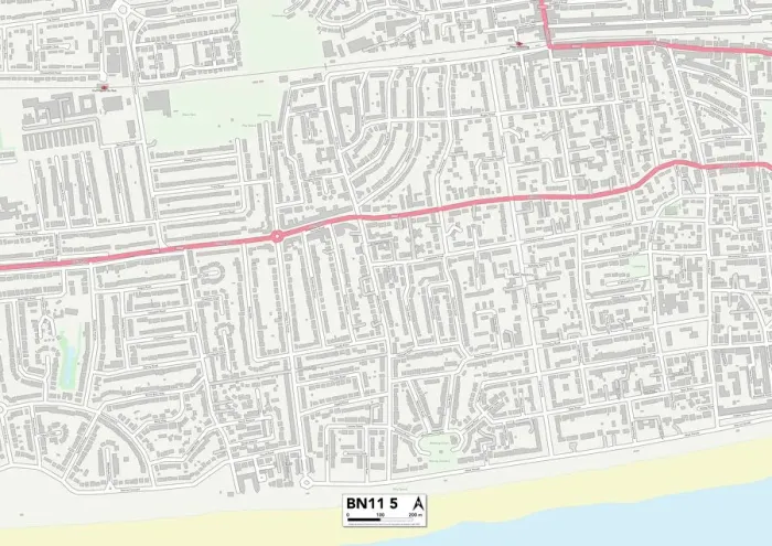 Framed Print : Worthing BN11 5 Print Map Sector Framed Print : Worthing BN11 5 Print Map Sector