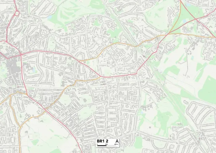 Framed Print : Bromley BR1 2 Postcode Sector Print Map Framed Print : Bromley BR1 2 Postcode Sector Print Map