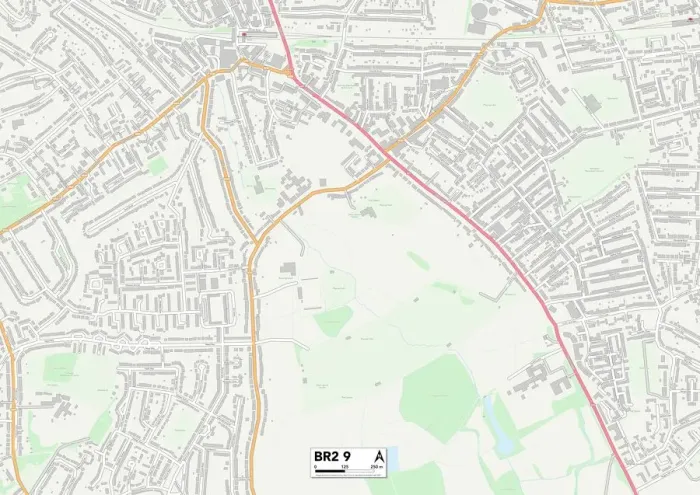 Framed Print : Bromley BR2 9 Postcode Sector Print Map Framed Print : Bromley BR2 9 Postcode Sector Print Map