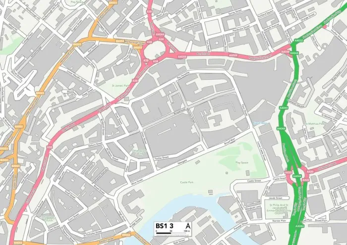 Framed Print : Bristol BS1 3 Print Map Sector Framed Print : Bristol BS1 3 Print Map Sector