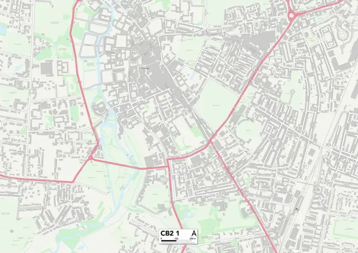 Framed Print : Cambridge CB2 1 Print Map Sector Framed Print : Cambridge CB2 1 Print Map Sector