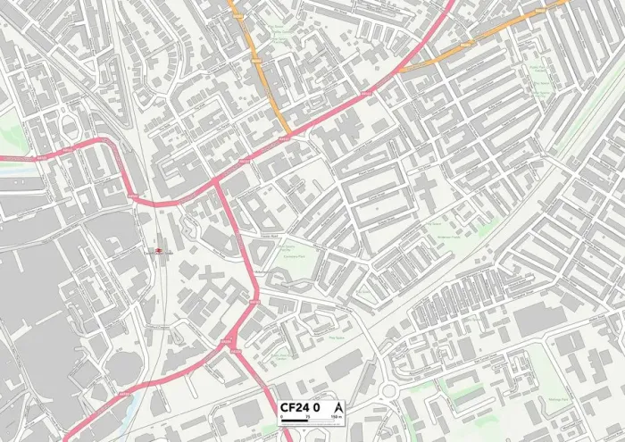 Framed Print : Cardiff CF24 0 Print Map Sector