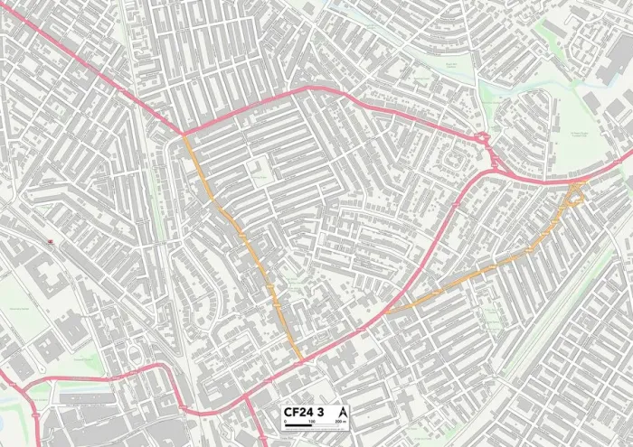 Framed Print : Cardiff CF24 3 Print Map Sector Framed Print : Cardiff CF24 3 Print Map Sector