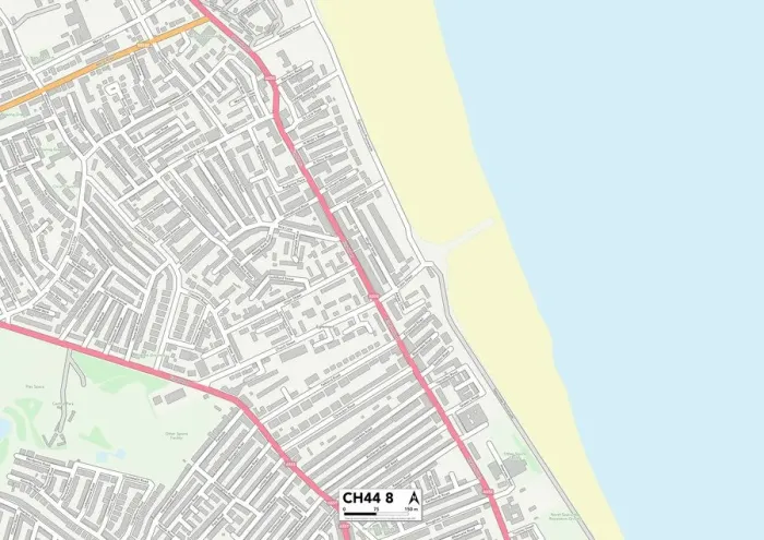 Framed Print : Wirral CH44 8 Postcode Sector Print Map Framed Print : Wirral CH44 8 Postcode Sector Print Map