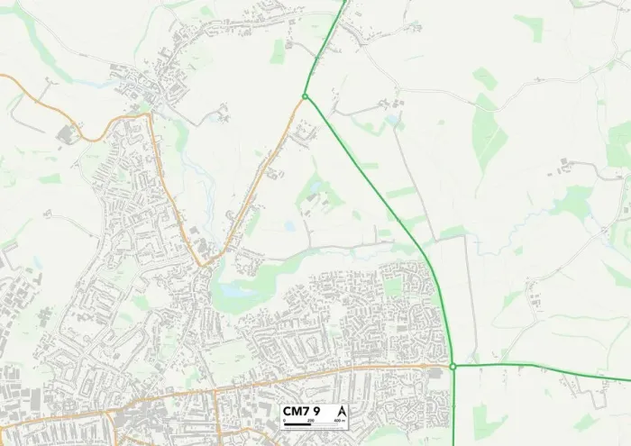 Framed Print : Braintree CM7 9 Print Map Sector