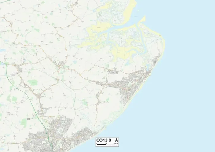 Framed Print : CO13 0 Print Map of Tendring Area Framed Print : CO13 0 Print Map of Tendring Area