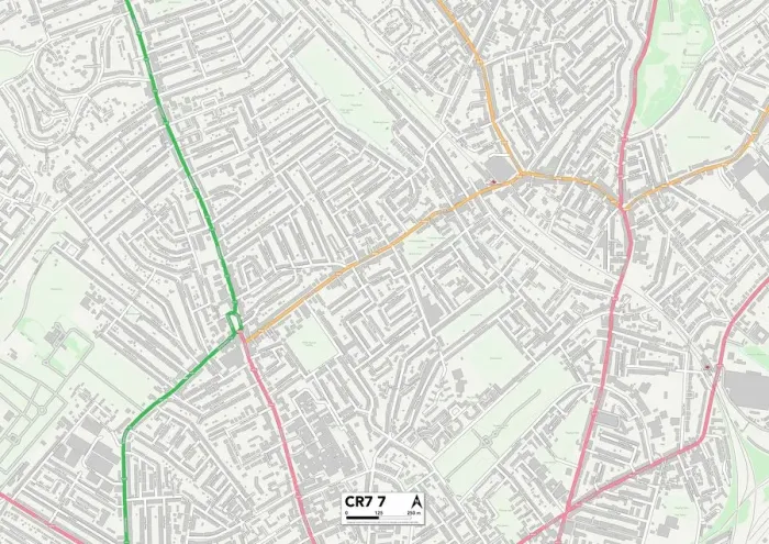 Framed Print : Croydon CR7 7 Postcode Sector Print Map Framed Print : Croydon CR7 7 Postcode Sector Print Map