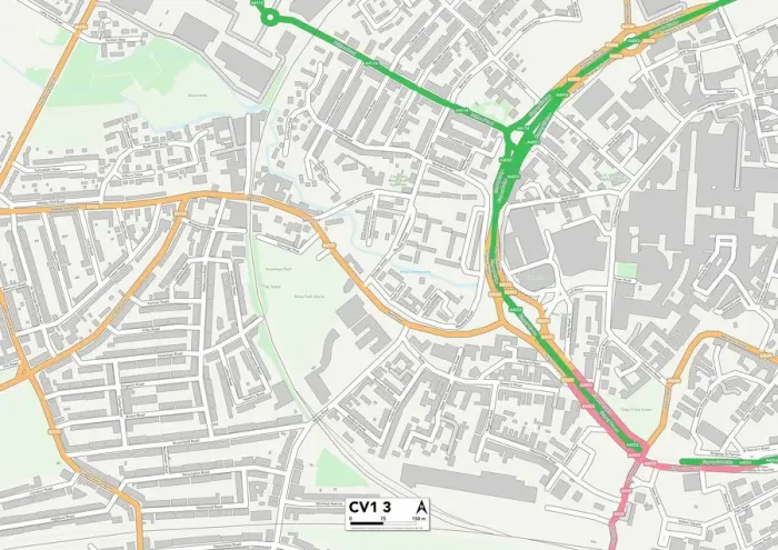 Framed Print : Coventry CV1 3 Print Map Sector Framed Print : Coventry CV1 3 Print Map Sector