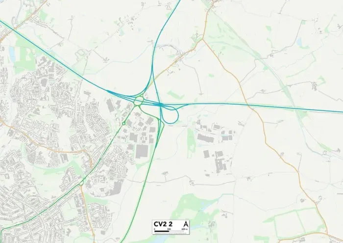 Framed Print : Coventry CV2 2 Print Map Sector