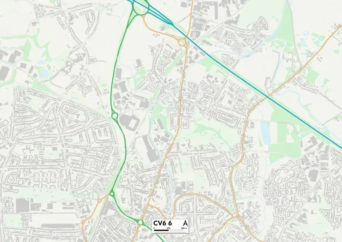 Framed Print : Coventry CV6 6 Postcode Sector Print Map Framed Print : Coventry CV6 6 Postcode Sector Print Map