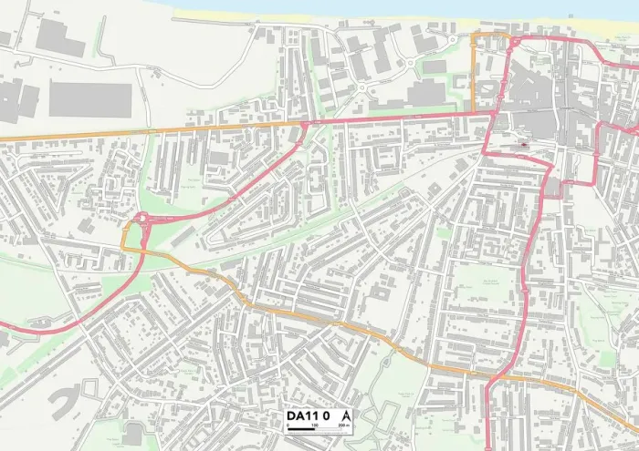 Framed Print : DA11 0 Print Map of Gravesham Postcode Sector Framed Print : DA11 0 Print Map of Gravesham Postcode Sector