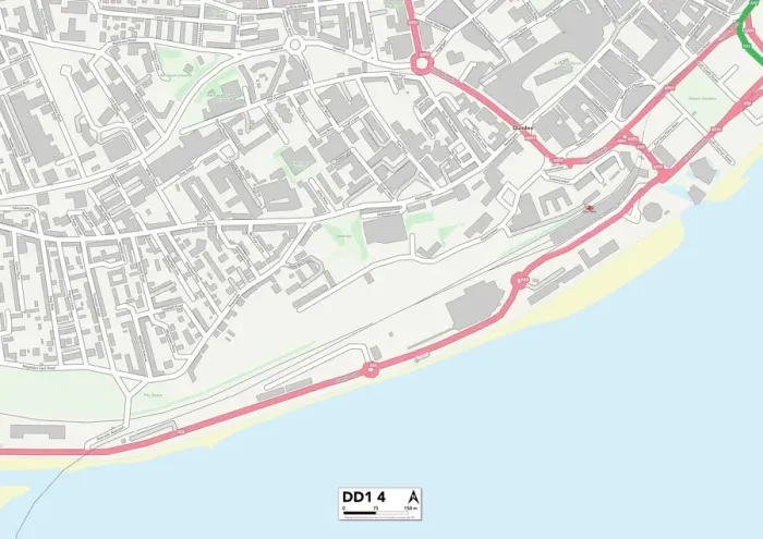 Framed Print : Dundee DD1 4 Print Postcode Sector Map
