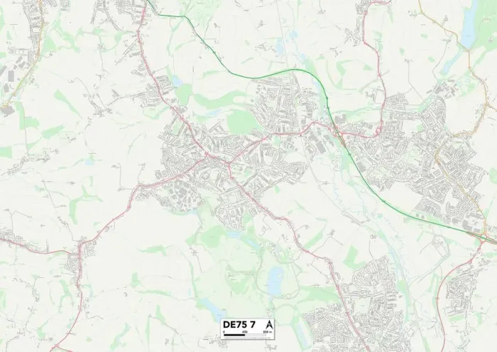 Framed Print : Amber Valley DE75 7 Print Map Framed Print : Amber Valley DE75 7 Print Map