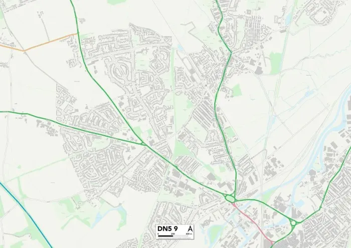 Framed Print : Doncaster DN5 9 Print Map Postcode Sector Framed Print : Doncaster DN5 9 Print Map Postcode Sector