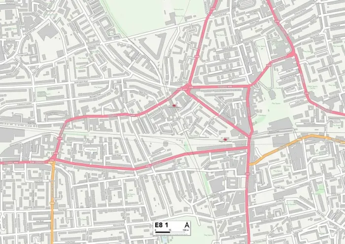 Framed Print : Hackney E8 1 Postcode Sector Print Map Framed Print : Hackney E8 1 Postcode Sector Print Map