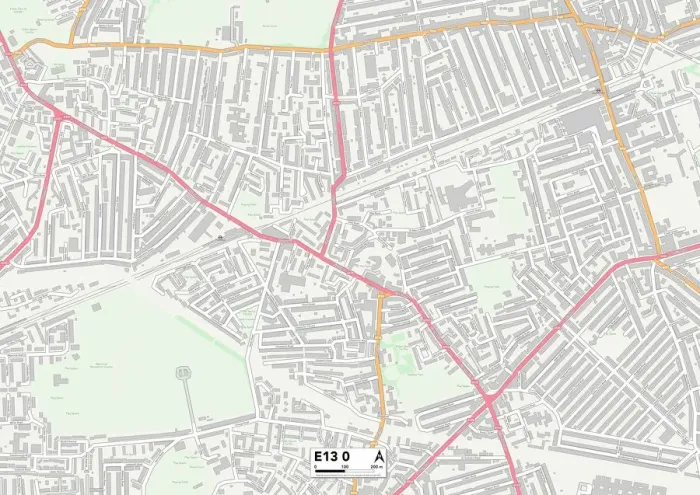 Framed Print : Newham E13 0 Print Map Postcode Sector