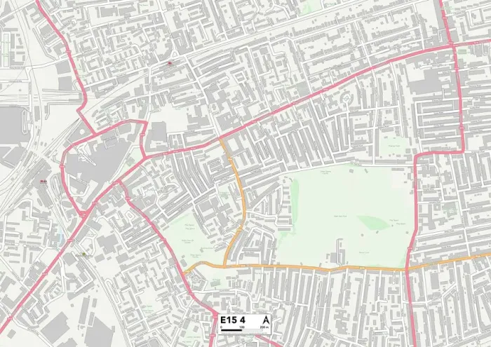 Framed Print : Newham E15 4 Postcode Sector Print Map