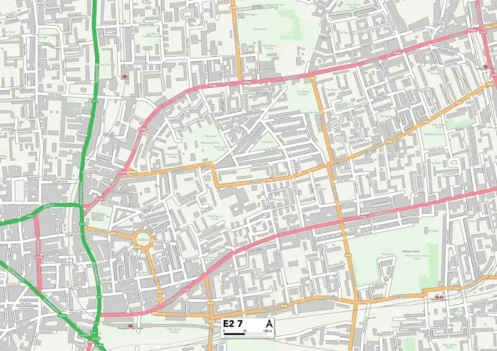 Framed Print : Tower Hamlets E2 7 Print Map Sector Framed Print : Tower Hamlets E2 7 Print Map Sector