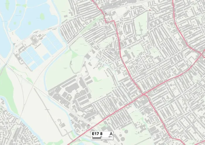 Framed Print : Waltham Forest E17 8 Postcode Sector Print Map